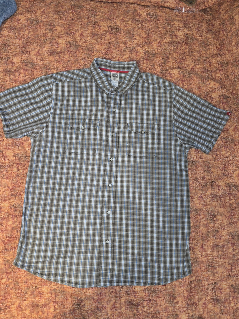 The North Face Men's Short-Sleeve Plaid Button-Down Shirt - Brown & Blue XL